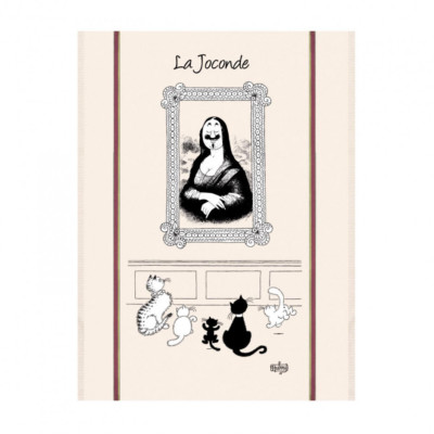 Torchons & Bouchons French Cats DUBOUT Art Kitchen Towel MONA LISA Paris Louvre