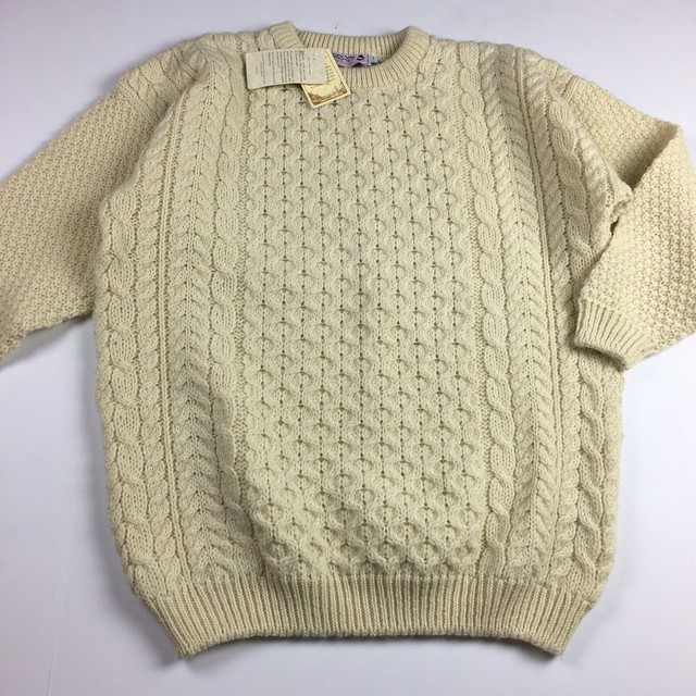 Highland Home Industries Wool Cable Knit Sweater Size Large L Scotland