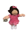 1986 Cabbage Patch Kids, Brown Ponytail, Brown Eyes, Two Teeth, IC, Pink Dress