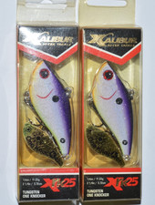 2 lures xcalibur xrk25  lipless crankbaits  2.25" royal shad  one knocker