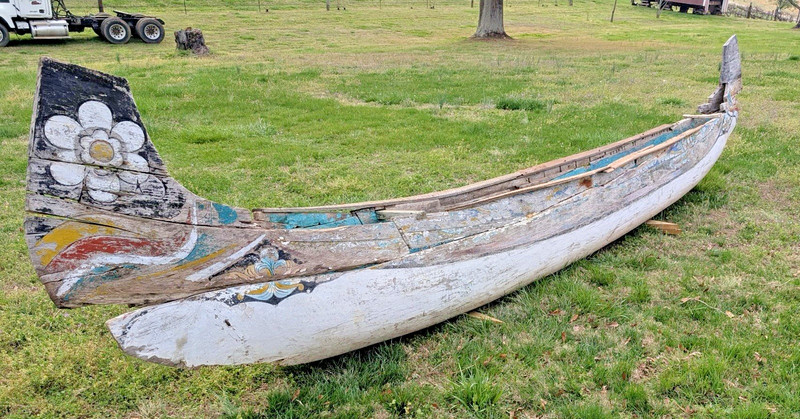 Rare Antique Hand Crafted Wooden  Canoe from the Amazon 21 Feet Length