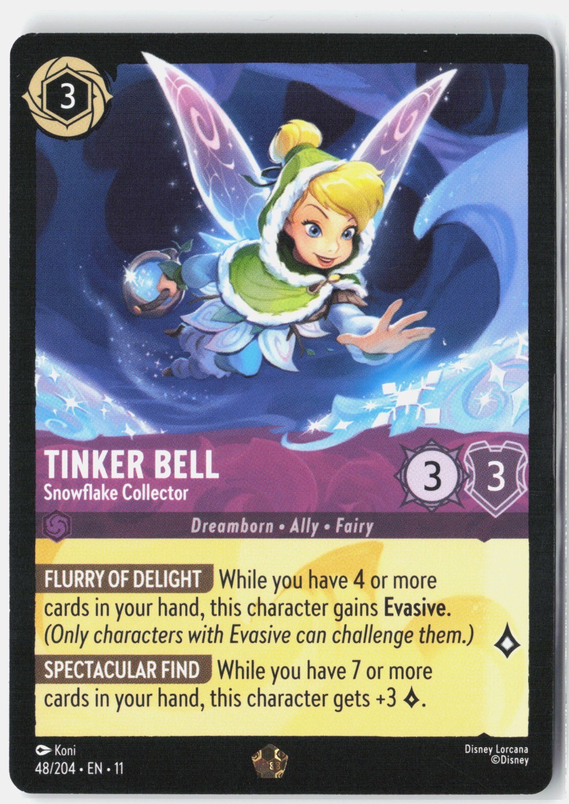 Tinker Bell - Snowflake Collector 48/204 Legendary Winterspell Lorcana Near Mint