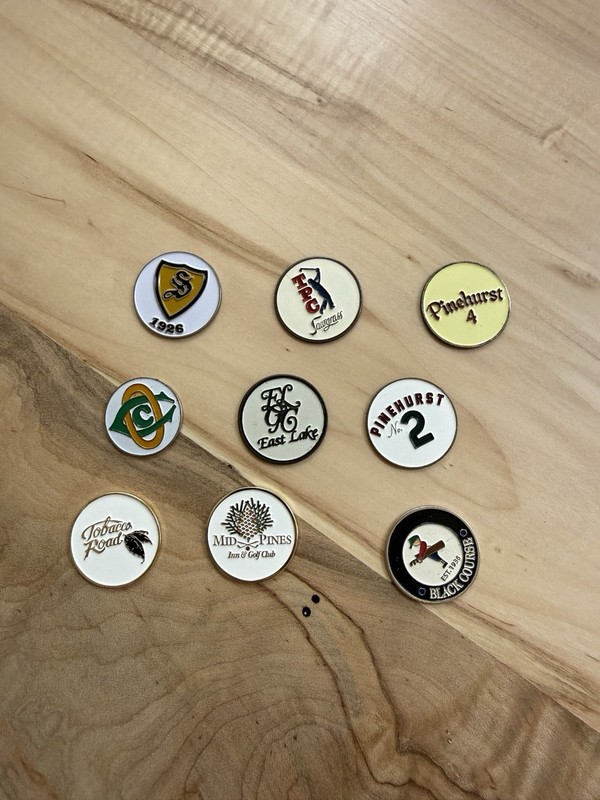 Lot Of 9 Golf Ball Markers Oakmont Pinehurst Bethpage East Lake Sawgrass More