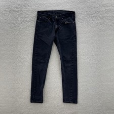 Levis Jeans Mens 30x29 Black 510 Skinny Stretch Denim Grunge Goth Minimalist