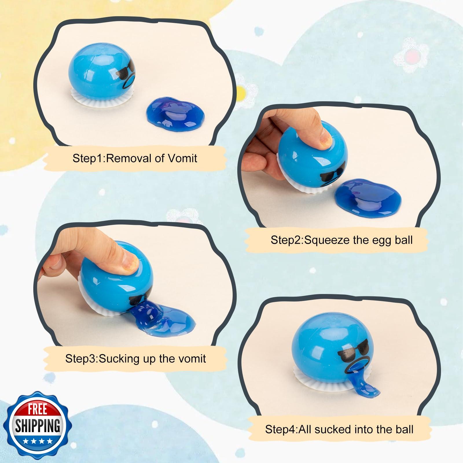 ATKSUNIEE 4-PCS Vomiting Sucking Stress Relief Balls,Puking Squee