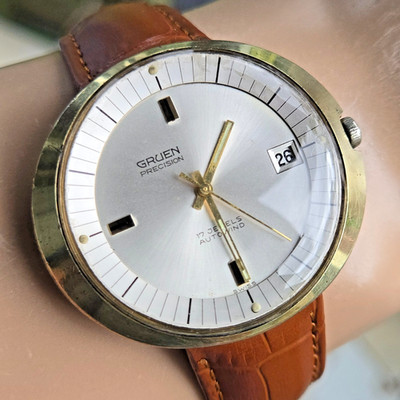 Vintage GRUEN men's automatic watch DATE 730CA swiss UFO 1960s