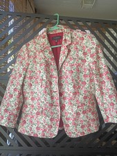 Talbots Womens spring floral blazer cotton 3/4 sleeve size 8