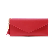 Red Women’s Clutch Wallet Trifold Long Zipper Credit Card Holder Purse