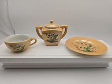 Miniature Japanese Luster tea set Teapot Sugar, 1 Cup/ 1 Saucer Occupied Japan