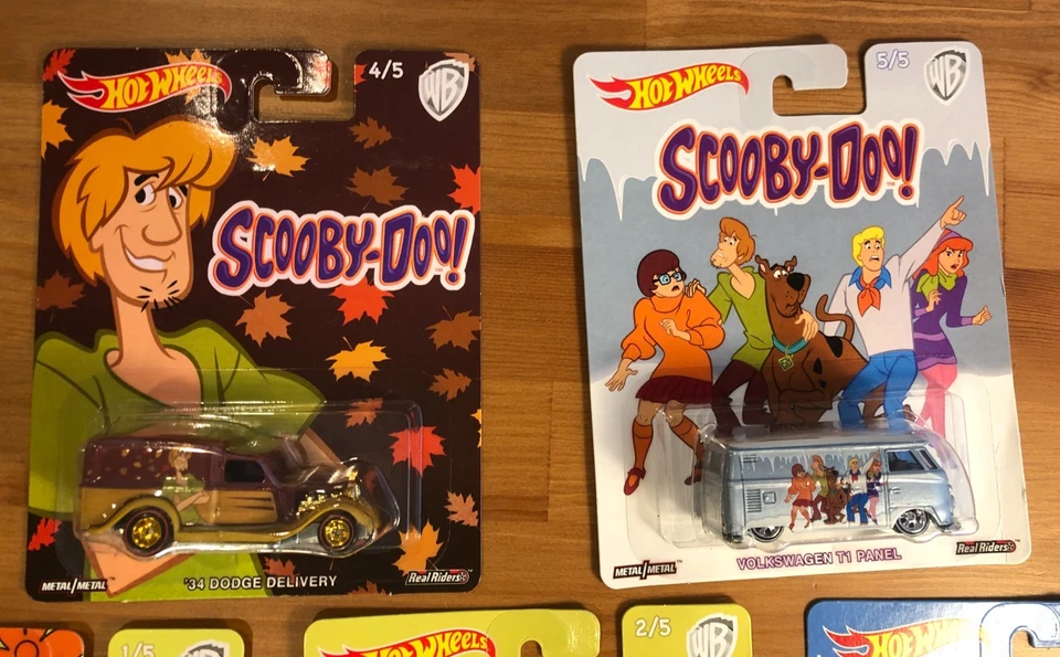 Complete Set of 5 NIB Hot Wheels Premium Collectors Real Riders Scooby Doo 2017 - Image 4 of 4