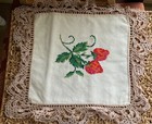 Vintage Antique look Lace Cross Stitch Panel Strawberry embroidery — photo 4