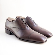 Prada KC0569 Oxfords 42 US 9 Mens Brown Leather Dress Shoes Italy