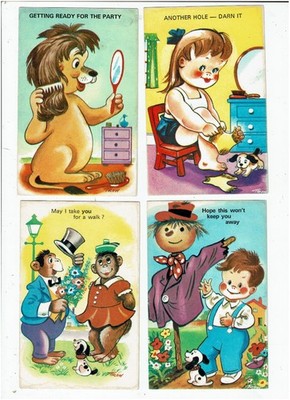 POSTCARD ELEVEN CHILDREN`S ART CARDS BY TROW 1960`s