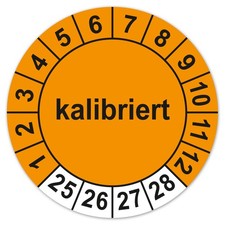 Prüfplaketten Kalibriert orange Aufkleber 2025 - 2028 Kontrolletiketten LTD022