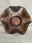 Gorgeous Antique Carnival Glass FENTON SAILBOATS Ruffled Bowl 6” Mint Condition