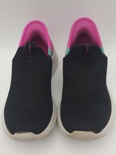 Kids size 10 Skechers hands free Slip on Shoes. Pink and Black