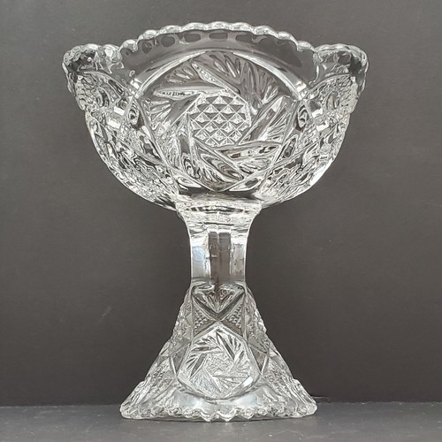 Vtg Imperial Nucut Pinwheel Compote Candy Dish MCM Elegant Cut Glass Decorative - Picture 2 of 17