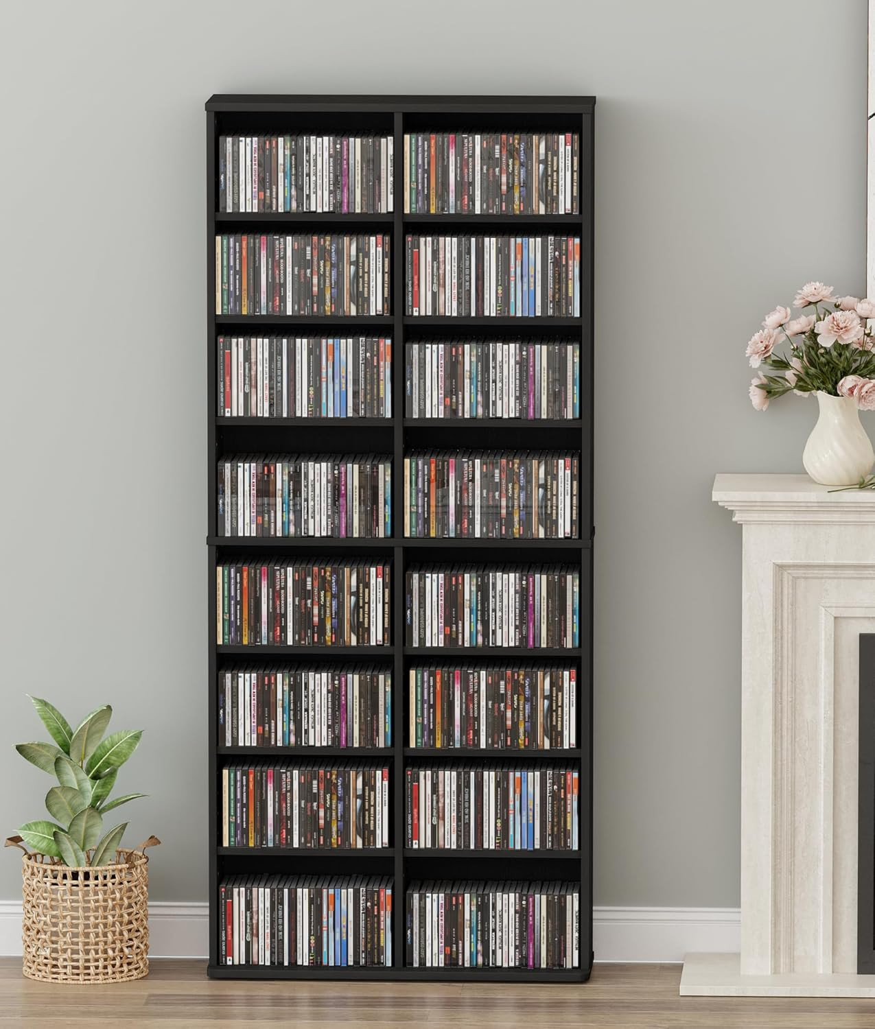 16-Shelf DVD Storage Rack Tower 8-Tier Adjustable Media Shel