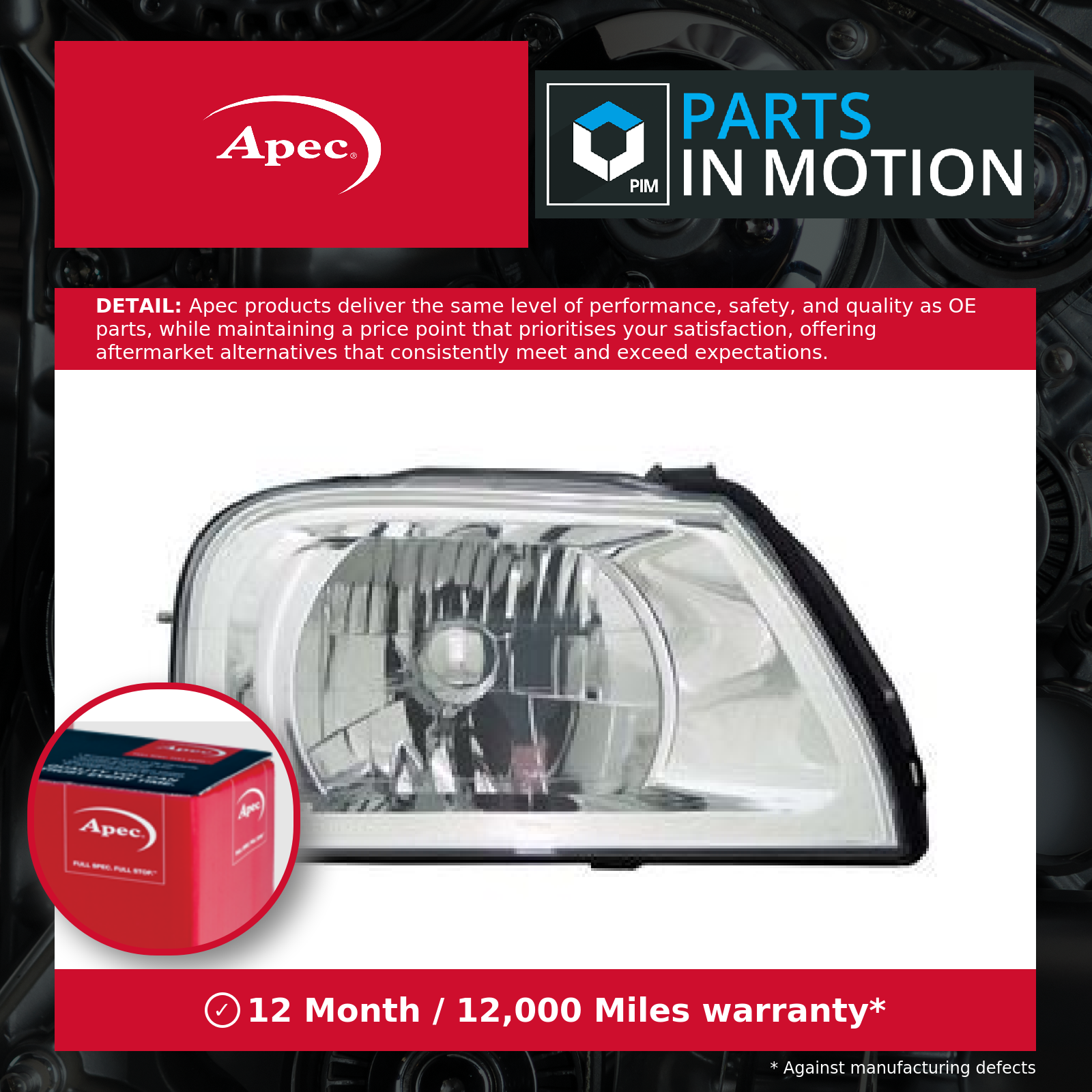 Headlight Headlamp fits MITSUBISHI L200 K64T, K74T 2.5D Right 96 to 07 O/S Apec