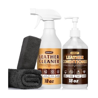 LISRUX Leather Cleaner and Conditioner Kit-2×18oz, Leather Cleaner for Car