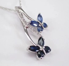 3.00Ct Marquise Cut Lab-Created Sapphire Butterfly Pendant 14K White Gold Plated