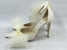 Jimmy Choo Averly 100 Asymmetric Tulle Bow Pump Heels Ivory White Size 41