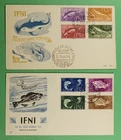 DR WHO 1950s SPANISH IFNI 2 FDC FISH SEMI POST COMBO R84274