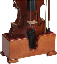 Handcrafted Solid Wood Violin & Bow Stand, Red Velvet Lining, Elegant Display