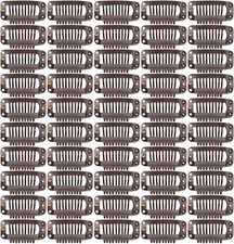 50 Pcs Wig Clips 9-teeth Hair Extension Clips with Metal Snap for Hair Extensio