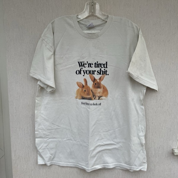 urban outfitters graphic t shirt rude slogan bunnies white short sleeve sz m