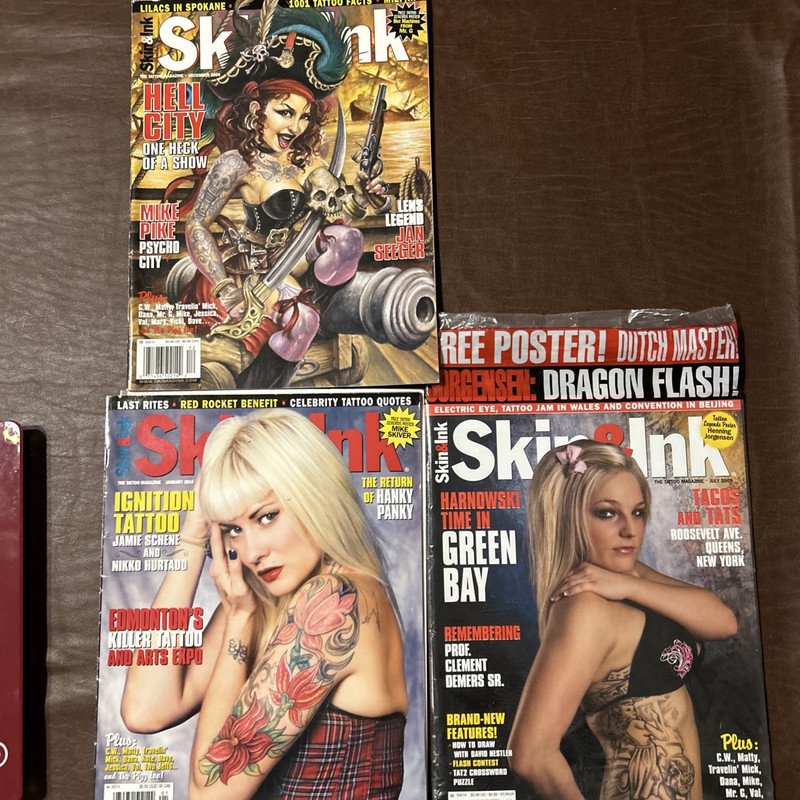 Lots of three skin ink tattoo magazines