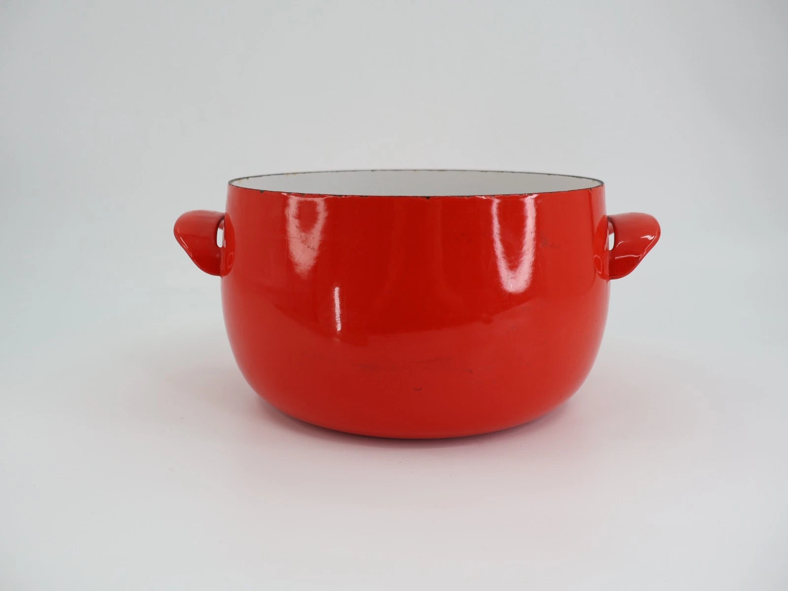 Vintage Red Metal Enamel Dutch Oven Pot Mid Century Modern NO LID