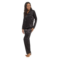 Women's Pyjama Set Silk Satin Long Sleeve Button Down Pyjamas Two Piece