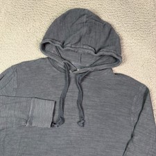 Faherty Sunwashed Slub Hoodie Mens S Blue Organic Cotton Lightweight Drawstring