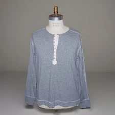 J Peterman Men's Large Men's Gray Henley Long Sleeve Shirt