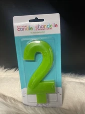 🌟GREEN NUMBER 2 BIRTHDAY CANDLE AMSCAN 6"