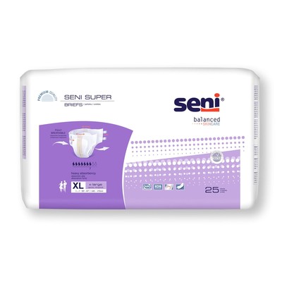 Seni Super Incontinence Brief XL Breathable S-XL25-BS1 Heavy 25 Ct