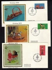 Canada #839-841, 1979 Antique Toys set on 3 Colorano Silk FDC's VF - uncommon
