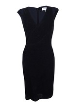 Calvin Klein Women's   Cold-Shoulder Glitter Dress (12, Black)