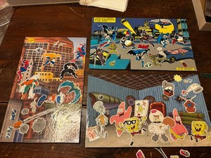 Lot Of 3 Vintage Colorforms 90s Spider-Man Venom Batman Joker 2002 SpongeBob 