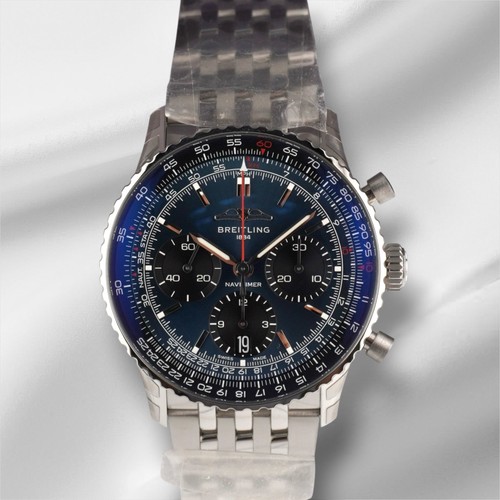 Breitling Navitimer B01 Chronograph 41mm Blue Dial Steel Mens Watch AB0139