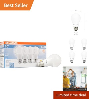 Energy-Efficient SYLVANIA LED Light Bulbs - 60W Equivalent Bright White, 4 Pack