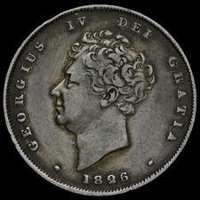 1826 George IV Milled Silver Shilling, VF+