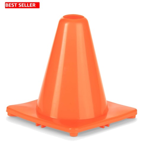 Durable 6-Inch Flexible Vinyl Cone for Training and Social Distancing - Orange
