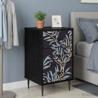 Nachttisch Dokkum 2 Stk. Schwarz Eichen-Optik 36 X 33 X 61 Cm