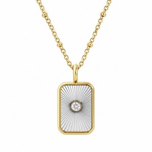 Authentic Women's 18K Gold Plated CZ Radiant Pattern Pendant Necklace