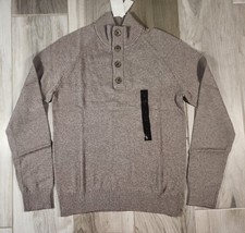 Banana Republic Men's S Sweater Wool Blend Quarter Button Up Brown Mock Neck NWT