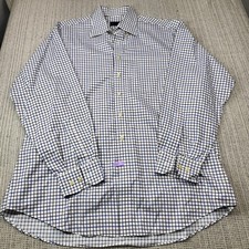 Scott Barber Dress Shirt Mens XL Regular Fit Multicolor Check Cotton Long Sleeve