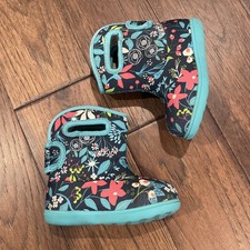 BOGS Kids Baby Girls 7 Floral Waterproof Insulated Rain SnowBoots Blue Pink