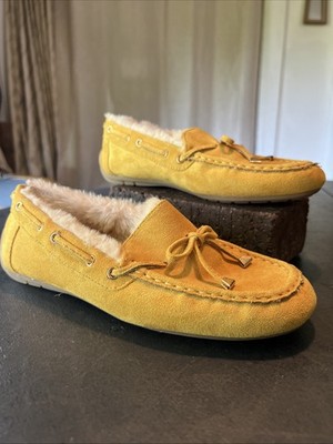 Yellow Moccasins Plush Fur Lined Indoor Outdoor Moccasin Shoes Globalwin